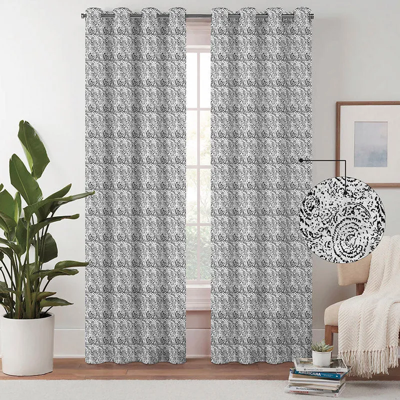 Geralda Semi Blackout Curtain (Black) - Set Of Two