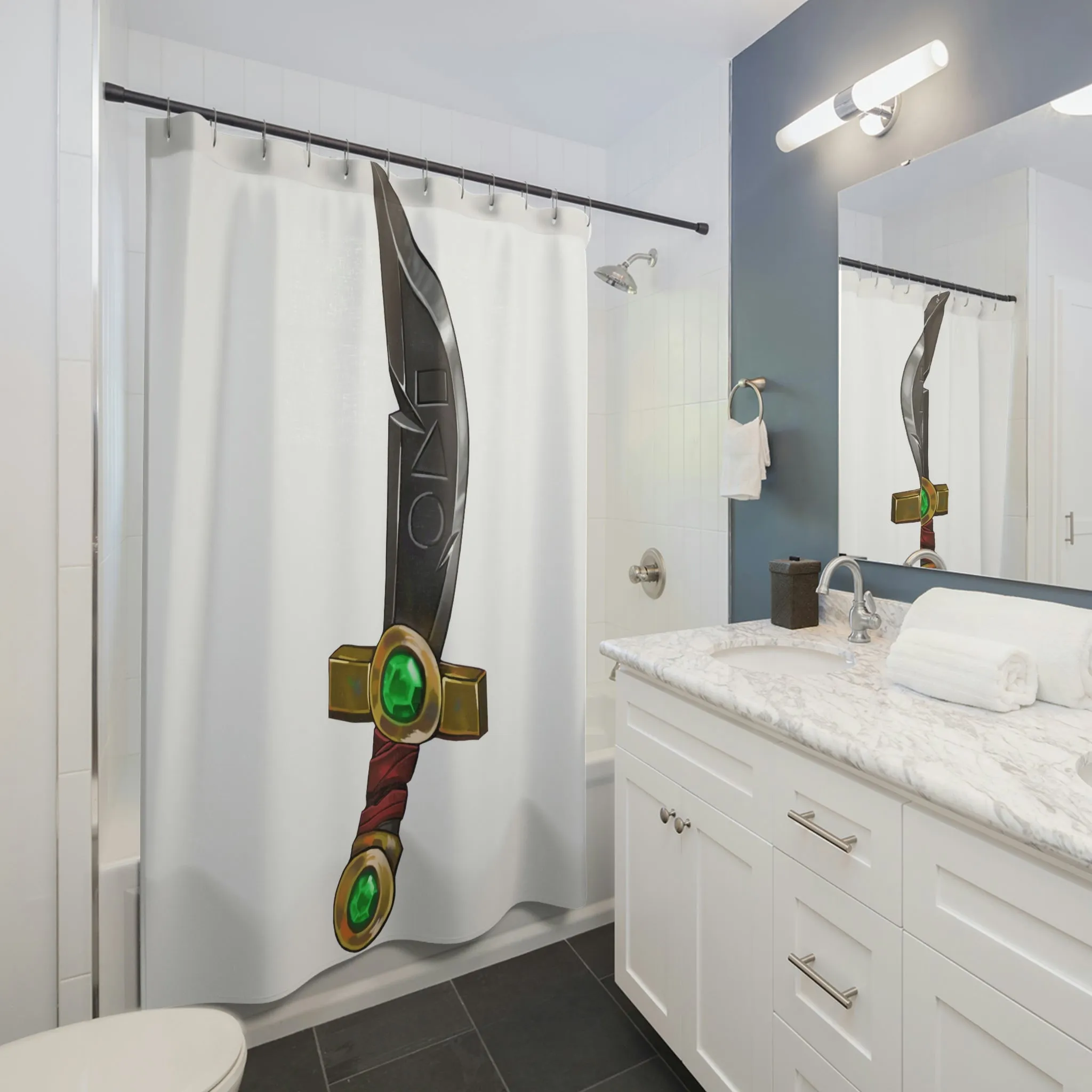 Golden Sword Shower Curtains