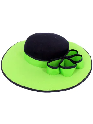 Green Contrast Vintage 1940s Look Brimmed Hat