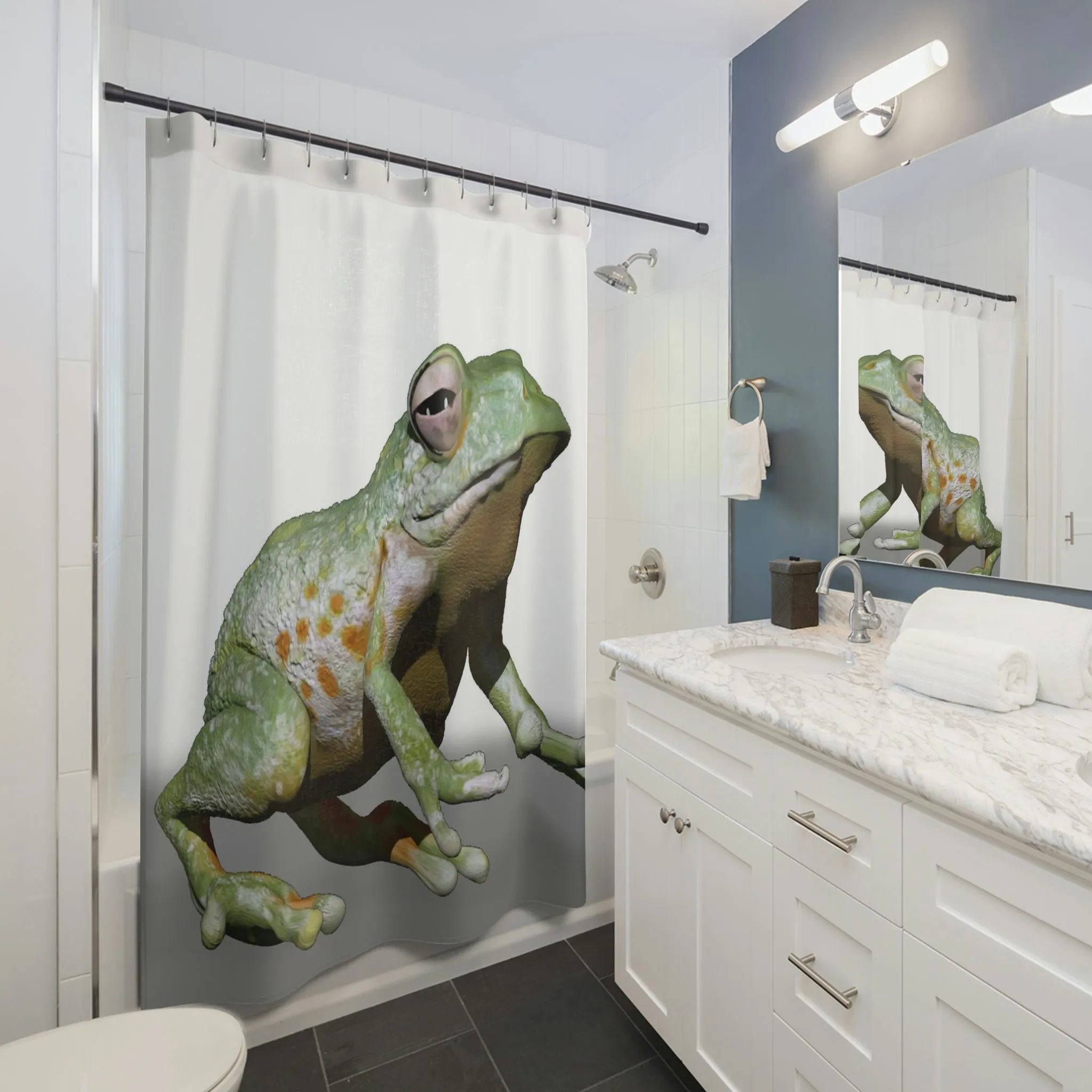 Green Frog Bathroom Shower Curtains