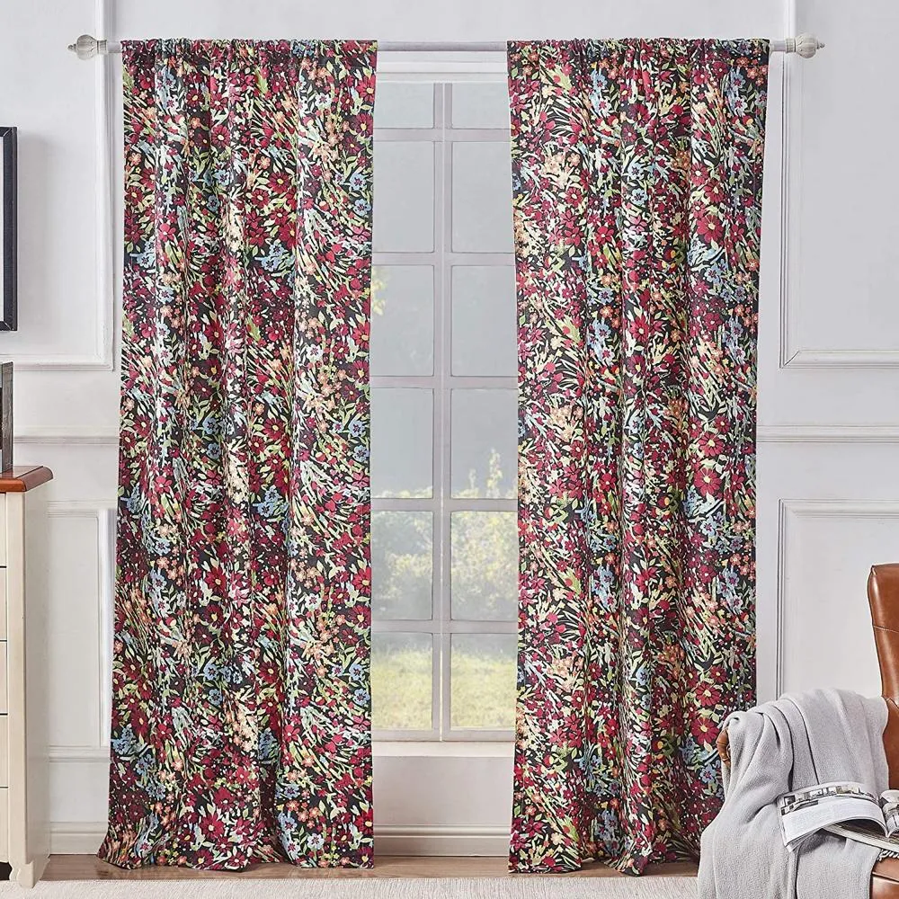 Greenland Home Fashions Barefoot Bungalow Alice Window Panel Pair - 42x84", Midnight