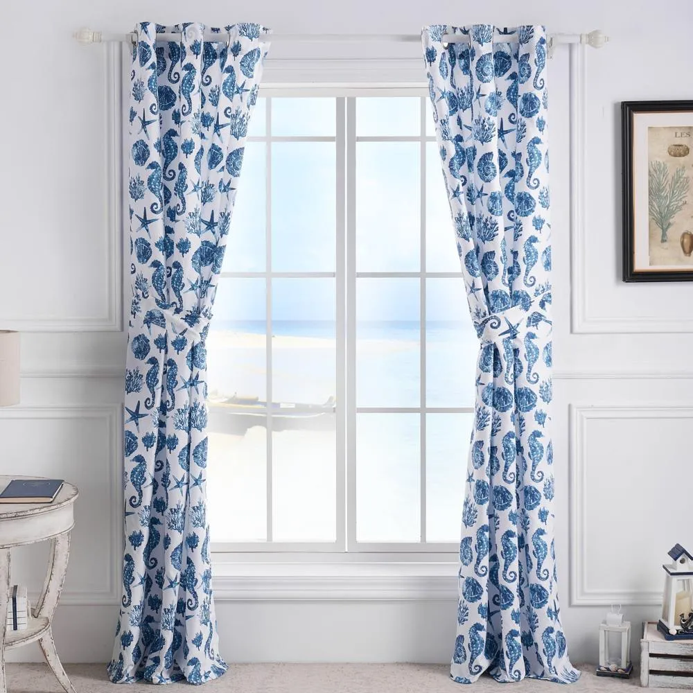 Greenland Home Fashions Pebble Beach Window Panel Pair - 42x84", Blue
