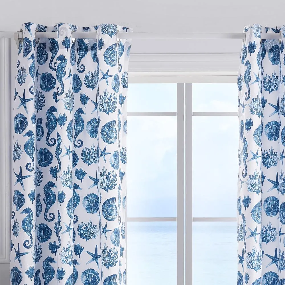 Greenland Home Fashions Pebble Beach Window Panel Pair - 42x84", Blue