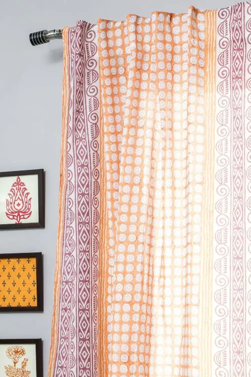 Harvest Sun Hand Block Printed Window Curtain