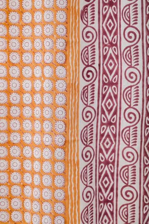 Harvest Sun Hand Block Printed Window Curtain