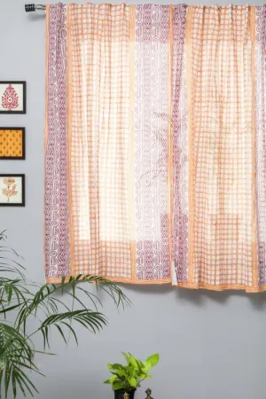 Harvest Sun Hand Block Printed Window Curtain