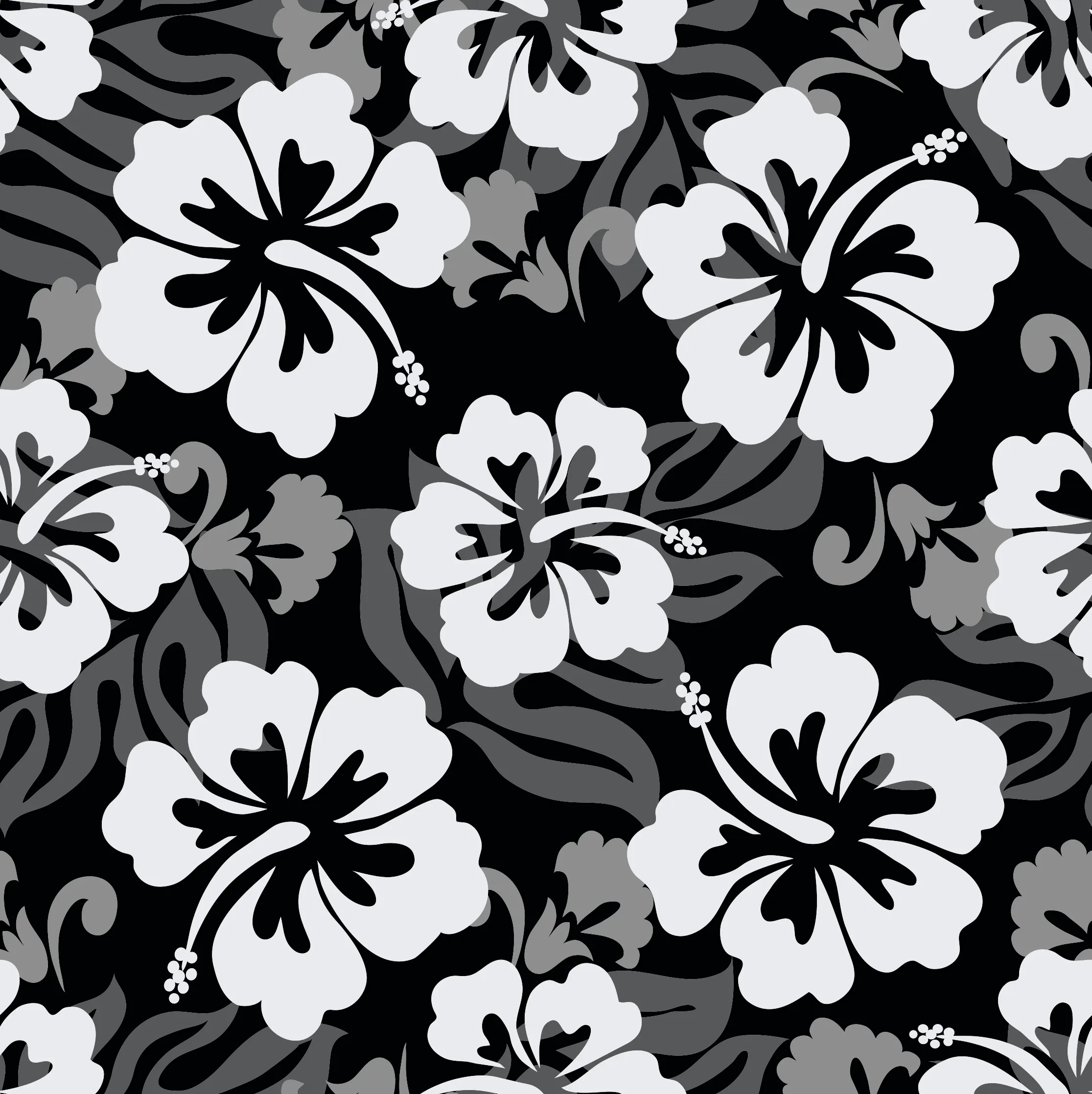Hawaiian Print Abyss Black