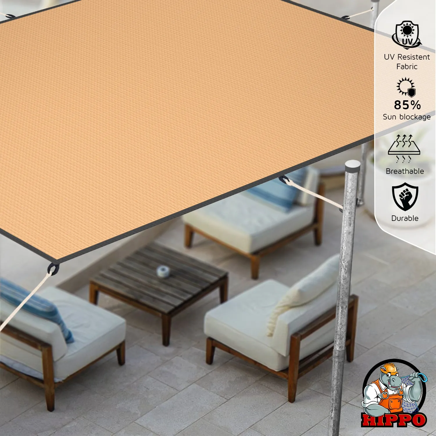HIPPO 150 GSM Car Parking Rectangle PP Band Shade Sail