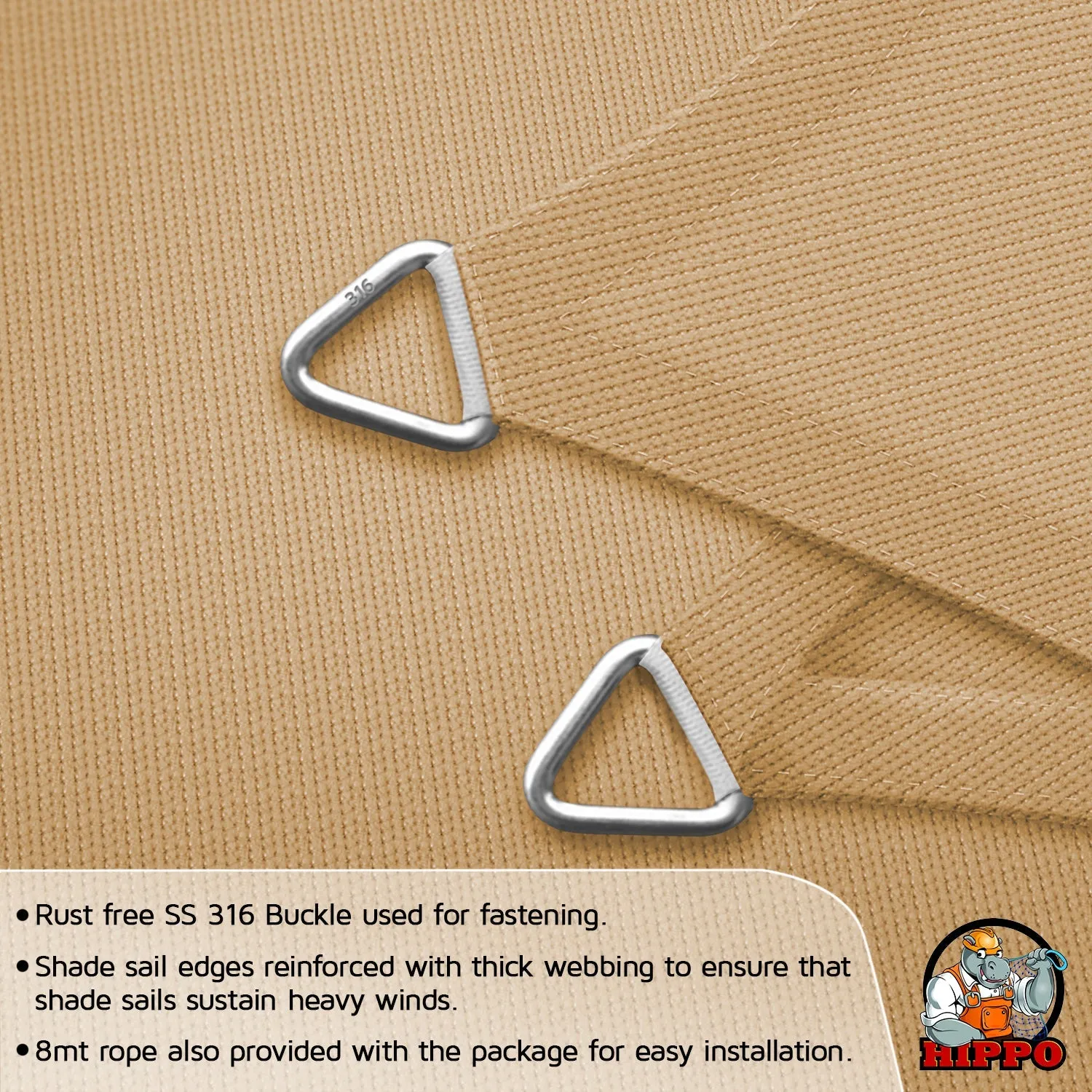 HIPPO 150 GSM Car Parking Rectangle Shade Sail