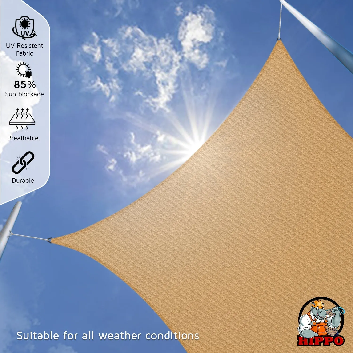HIPPO 150 GSM Car Parking Rectangle Shade Sail