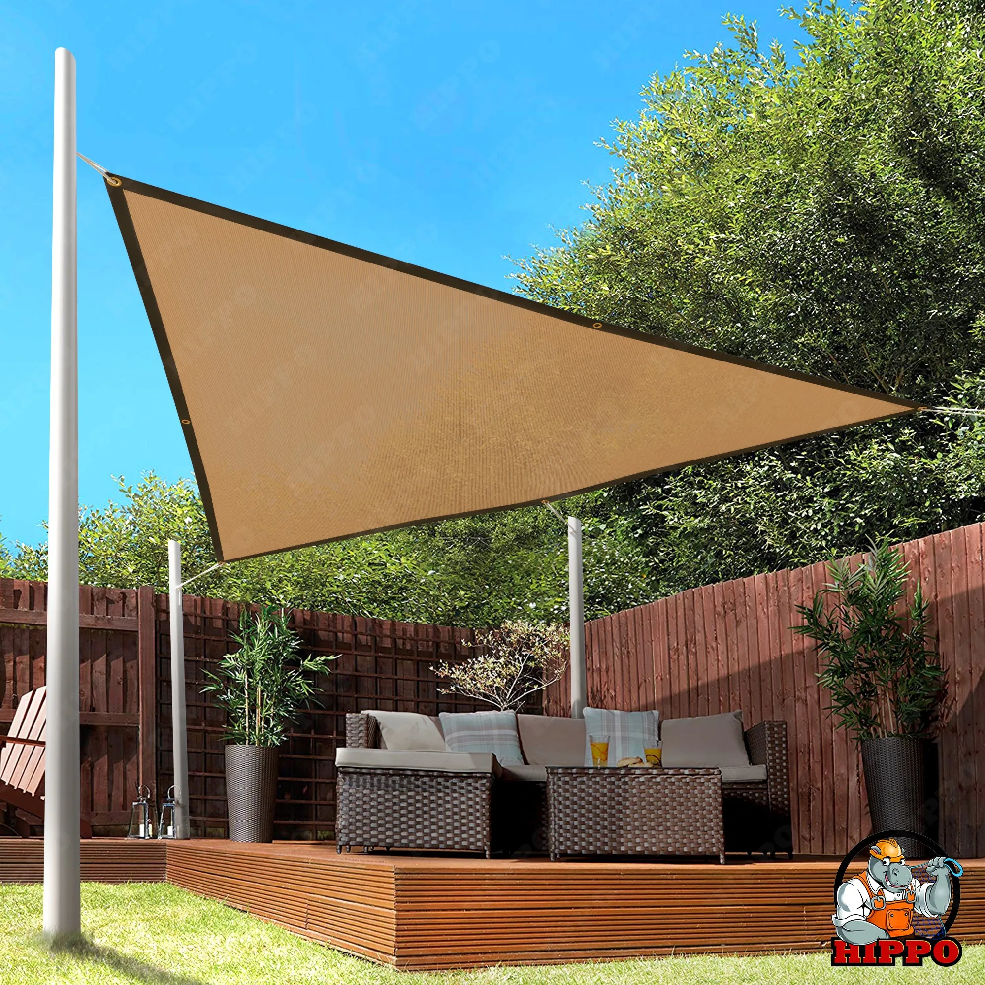 HIPPO 150 GSM Car Parking Triangle PP Band Shade Sail