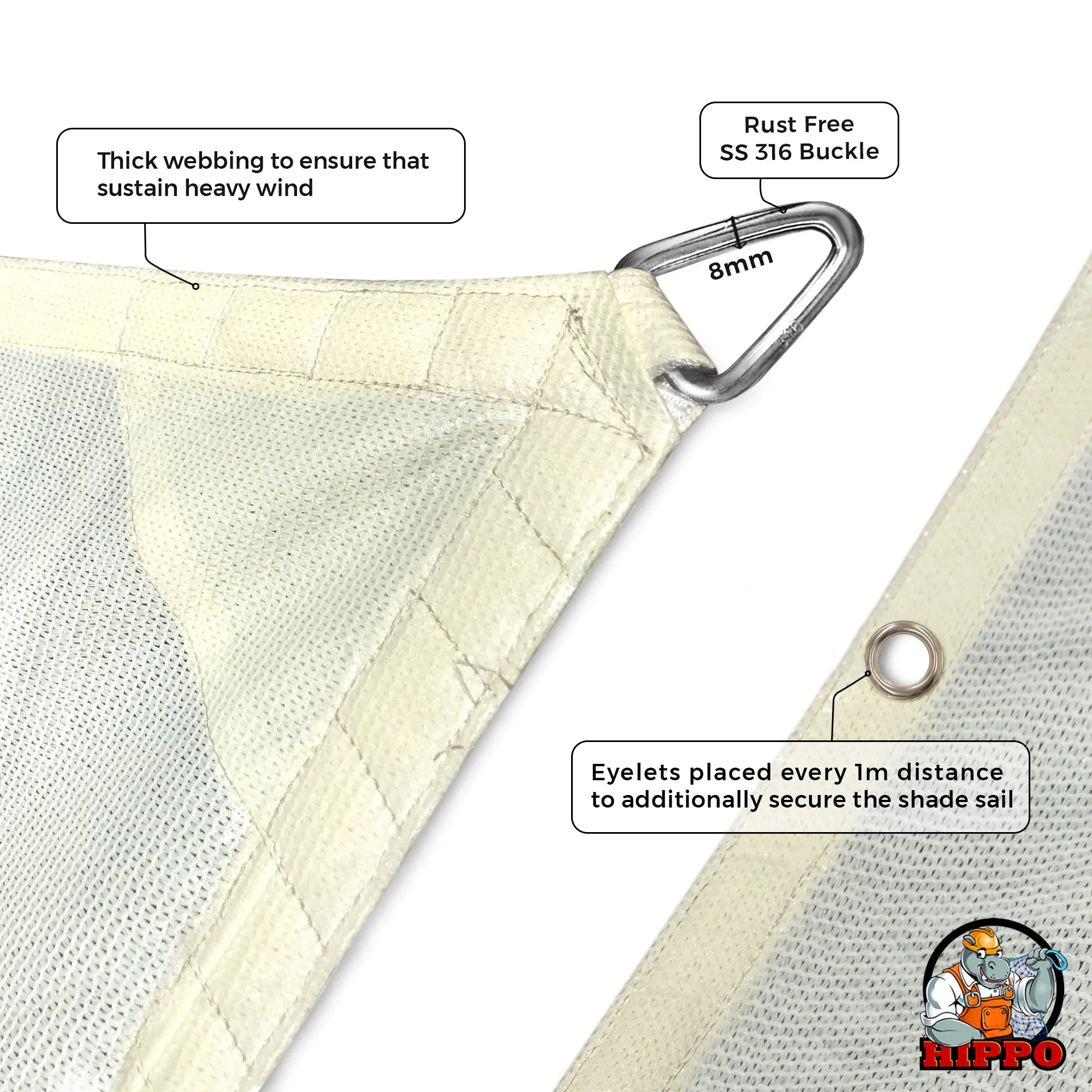 HIPPO Waterproof Sun Shade Sails