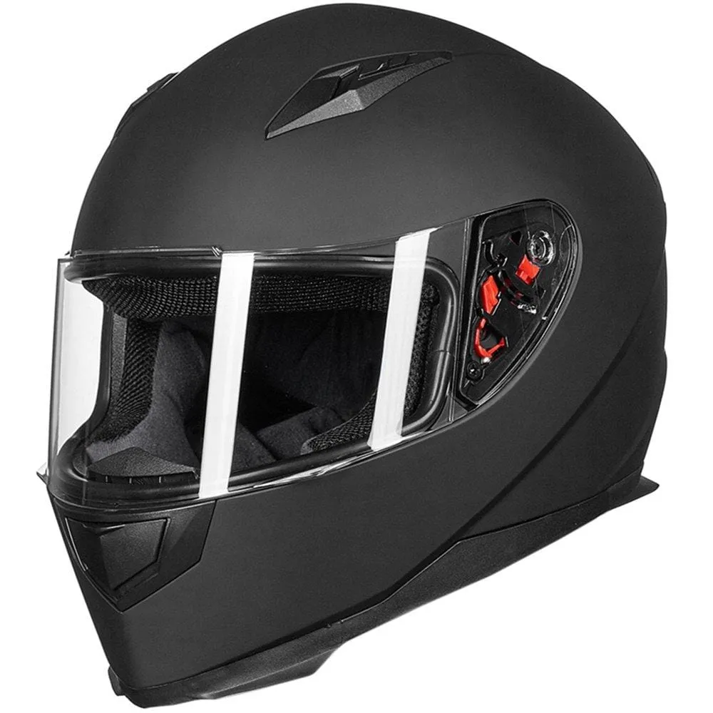 ILM Full Face Motorcycle Street Bike Helmet with Removable Winter Neck Scarf   2 Visors DOT (L, Matte Black)