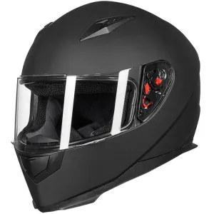 ILM Full Face Motorcycle Street Bike Helmet with Removable Winter Neck Scarf   2 Visors DOT (L, Matte Black)