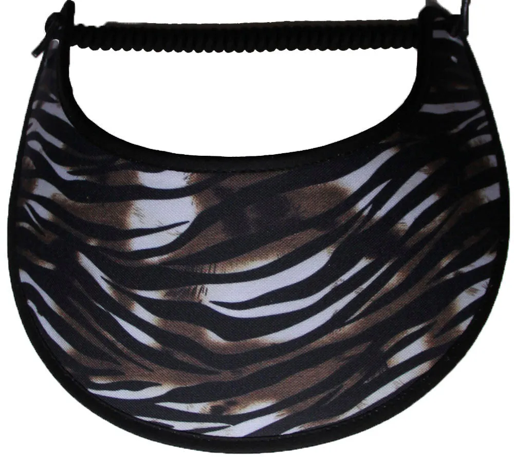 K210 Sun Visor with Animal Skin Design in Black White and Brown