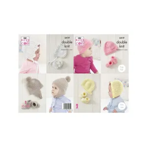 King Cole Baby Bootees and Hats DK Knitting Pattern 5419