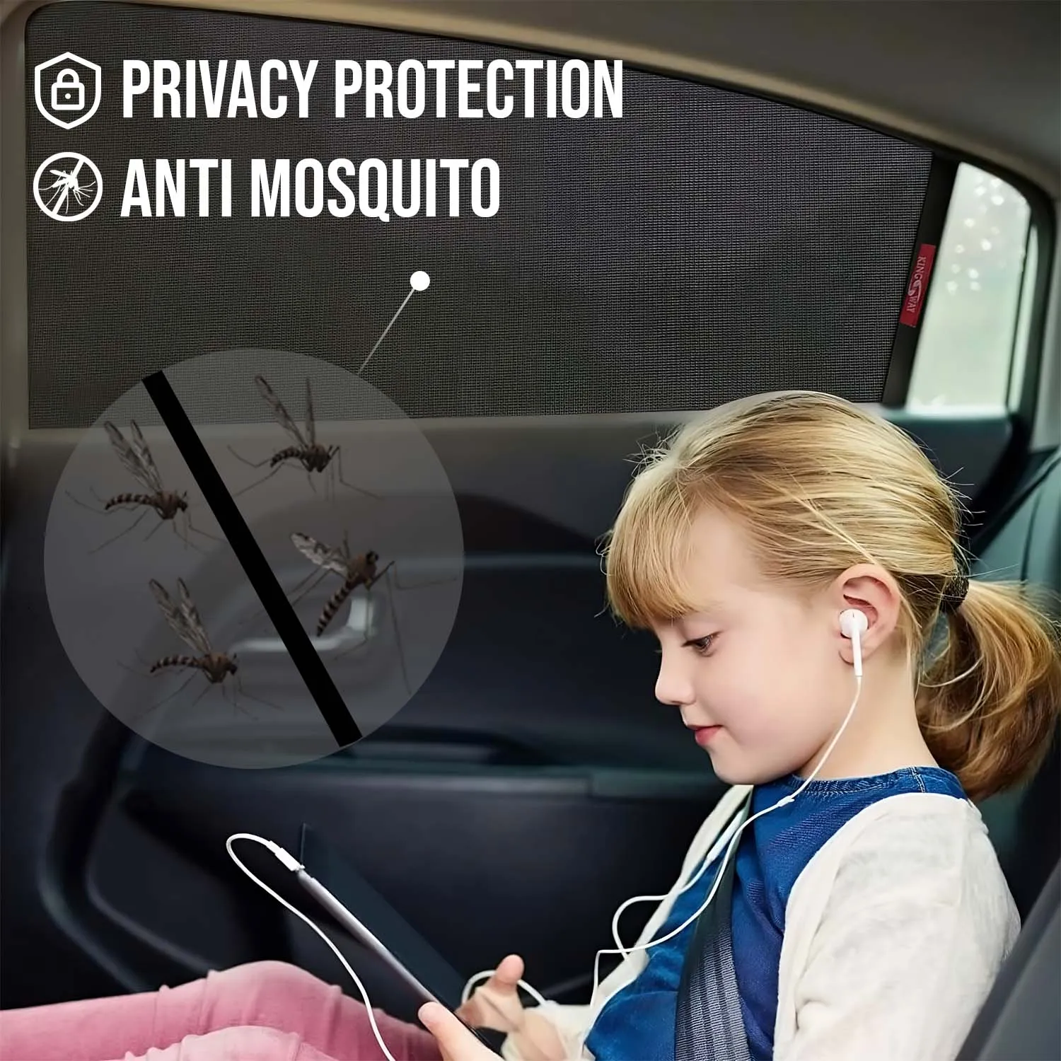 KINGSWAY® XUV 3XO Car Sun Shade Z-Black Non Magnetic Fix Type Curtains for 2024 Onwards Model, Compatible with Mahindra XUV 3XO Side Window Car Sunshade, Only Half Cut in Front Window, Black, 4 Piece