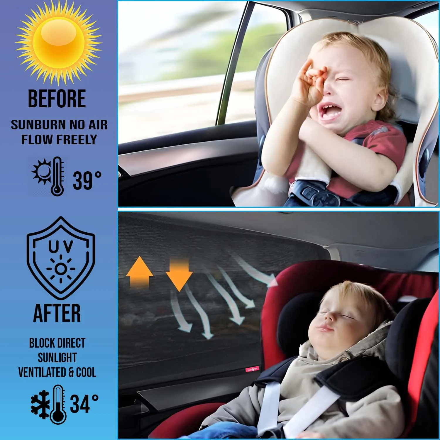 KINGSWAY® XUV 3XO Car Sun Shade Z-Black Non Magnetic Fix Type Curtains for 2024 Onwards Model, Compatible with Mahindra XUV 3XO Side Window Car Sunshade, Only Half Cut in Front Window, Black, 4 Piece