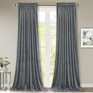 Light Grey-Velvet Window Curtains (Ultra Soft)
