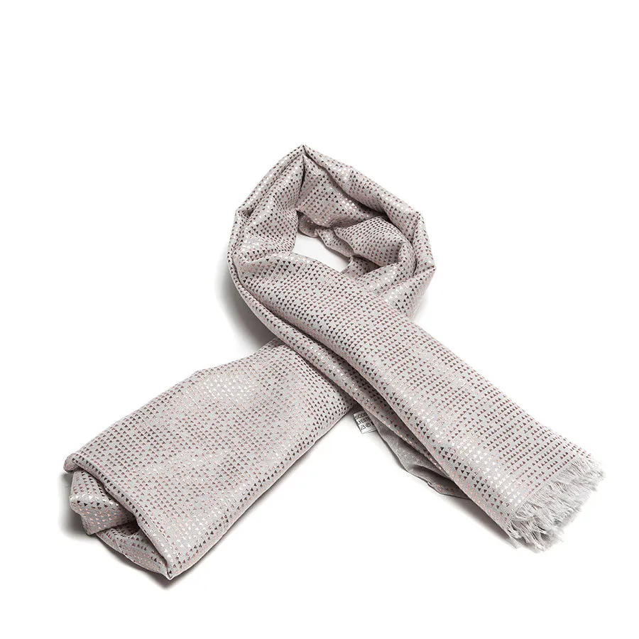 Light Taupe Scarf with Tiny Rose Gold Triangles Design