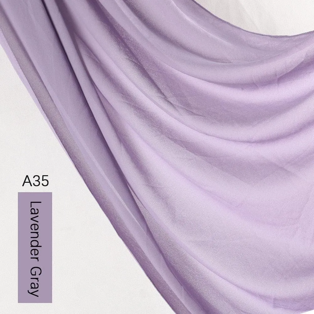 Lightweight Monochrome Chiffon Hijab | Stylish Sun Protection Scarf for Casual Outdoor Wear