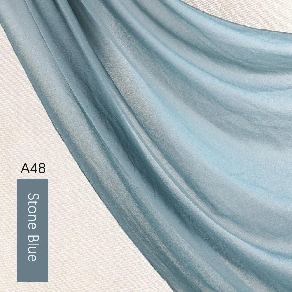Lightweight Monochrome Chiffon Hijab | Stylish Sun Protection Scarf for Casual Outdoor Wear