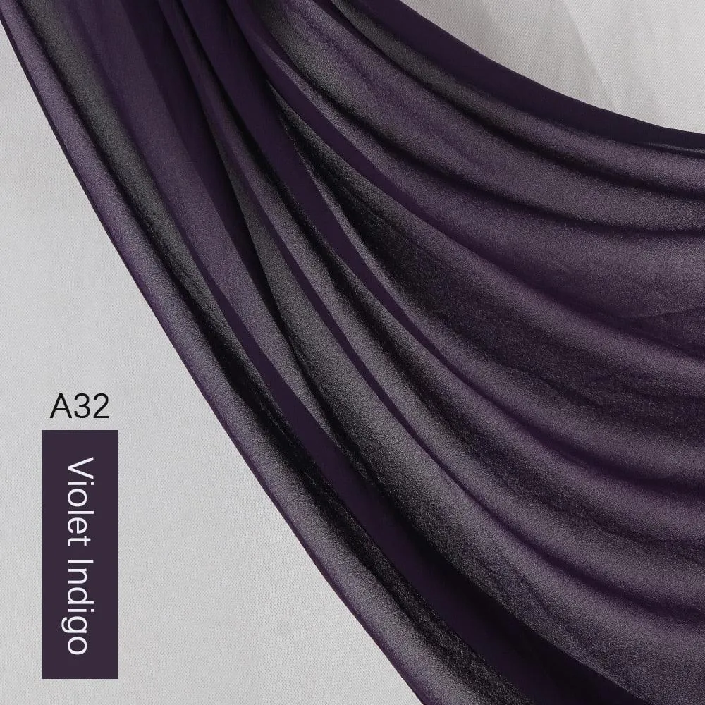 Lightweight Monochrome Chiffon Hijab | Stylish Sun Protection Scarf for Casual Outdoor Wear