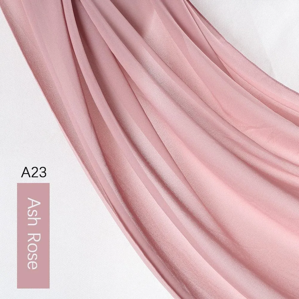 Lightweight Monochrome Chiffon Hijab | Stylish Sun Protection Scarf for Casual Outdoor Wear