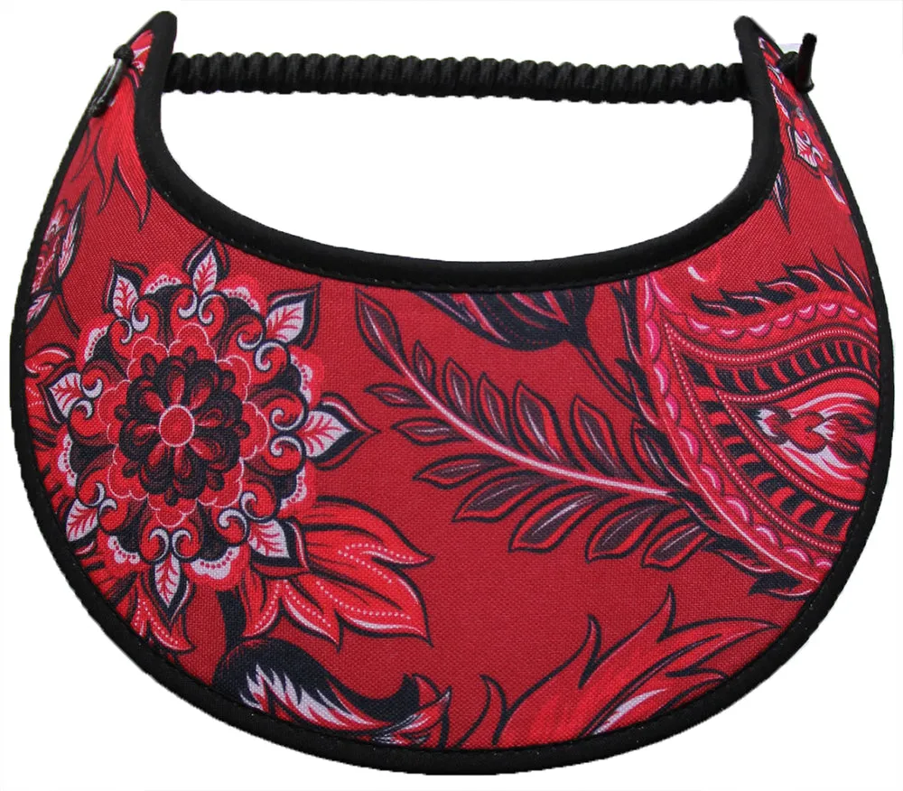 M650 Paisley on Red Sun Visor Trimmed in Black