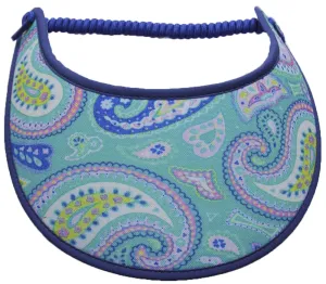 M655 Paisleys on Aqua Sun Visor with Blue Trim