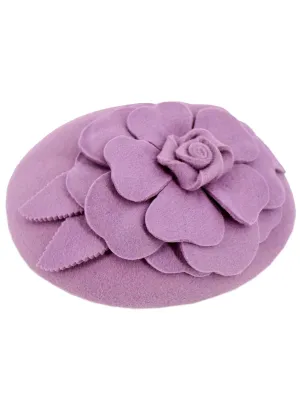 Mauve Vintage Style Felt Flower Button Hat