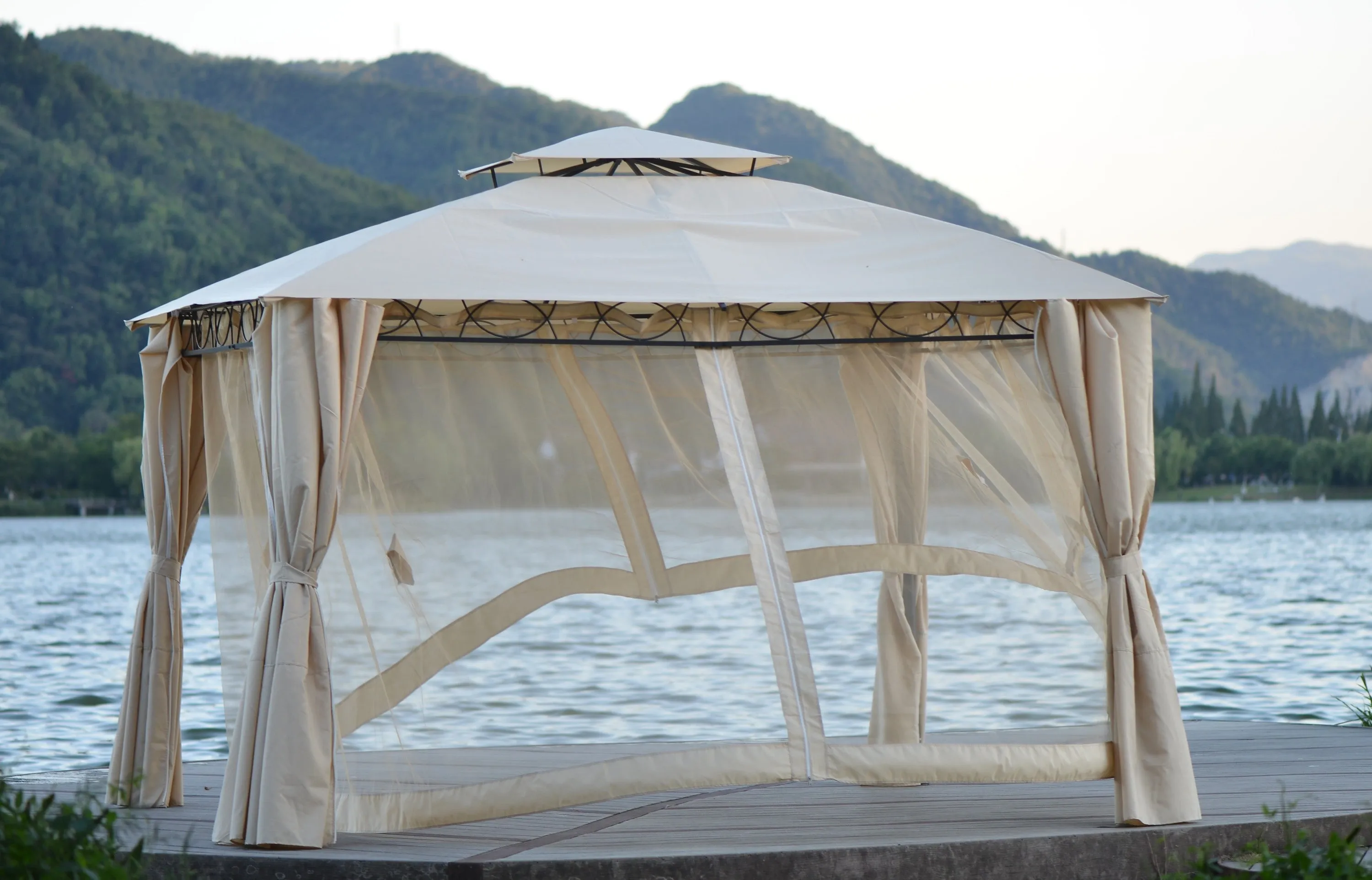 Mcclain Double Tiered Patio Gazebo - Beige