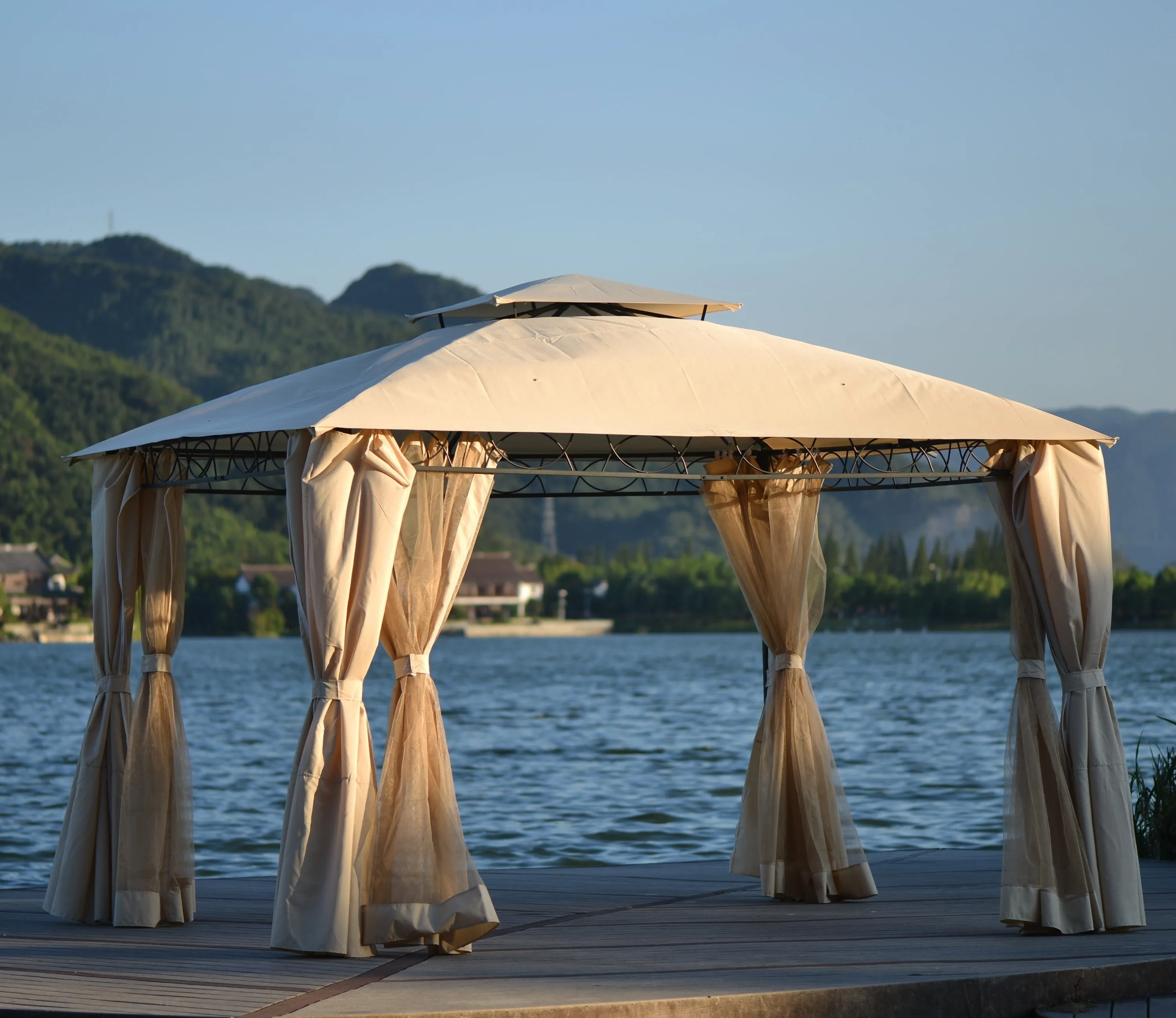 Mcclain Double Tiered Patio Gazebo - Beige