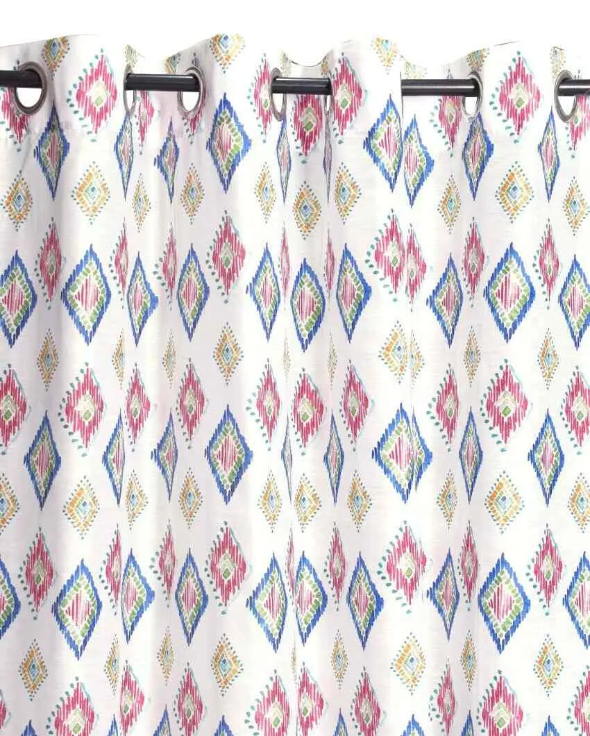 Mia Printed Polyester Sheer Curtains | Set Of 2 | 7 x 4.4 ft