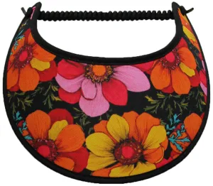 N605 Large Flowers on Black Sun Visor with Black Trim