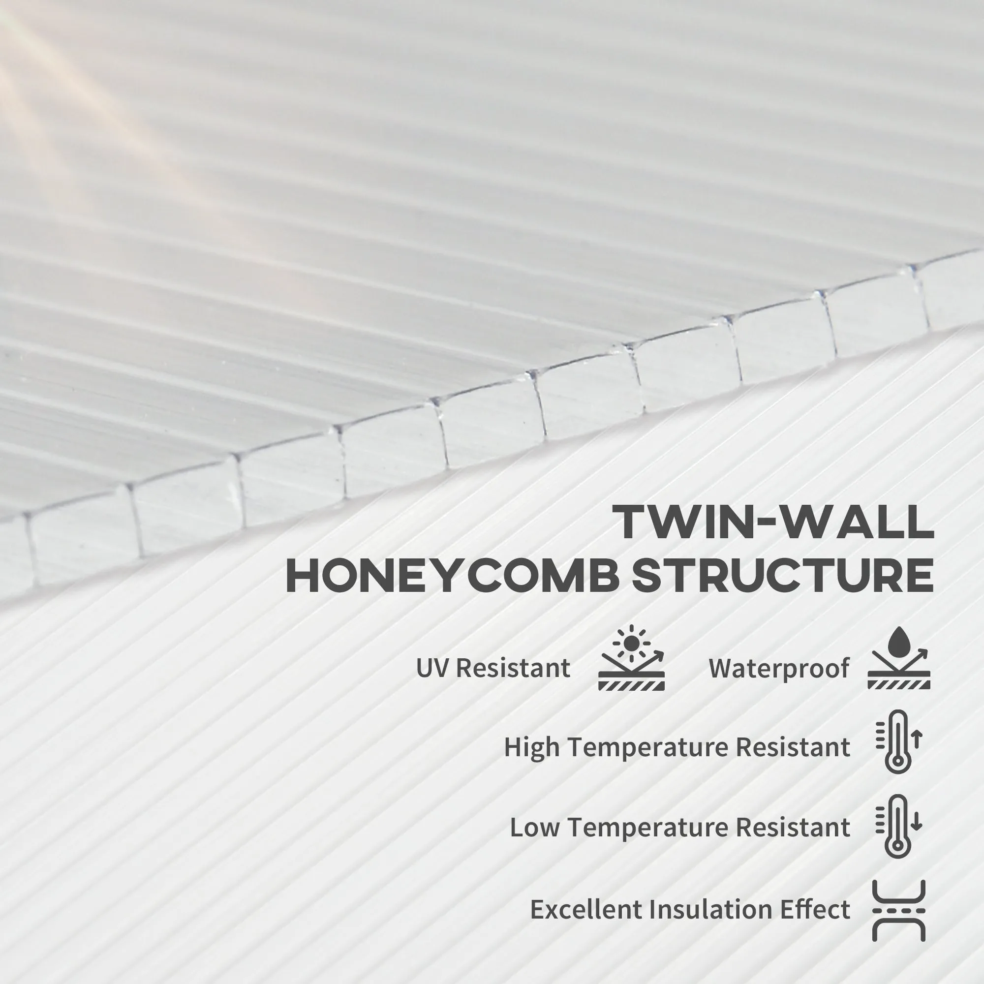 Outsunny 14 Pieces Twin-Wall Greenhouse Polycarbonate Sheets, 121 x 61 x 0.4cm