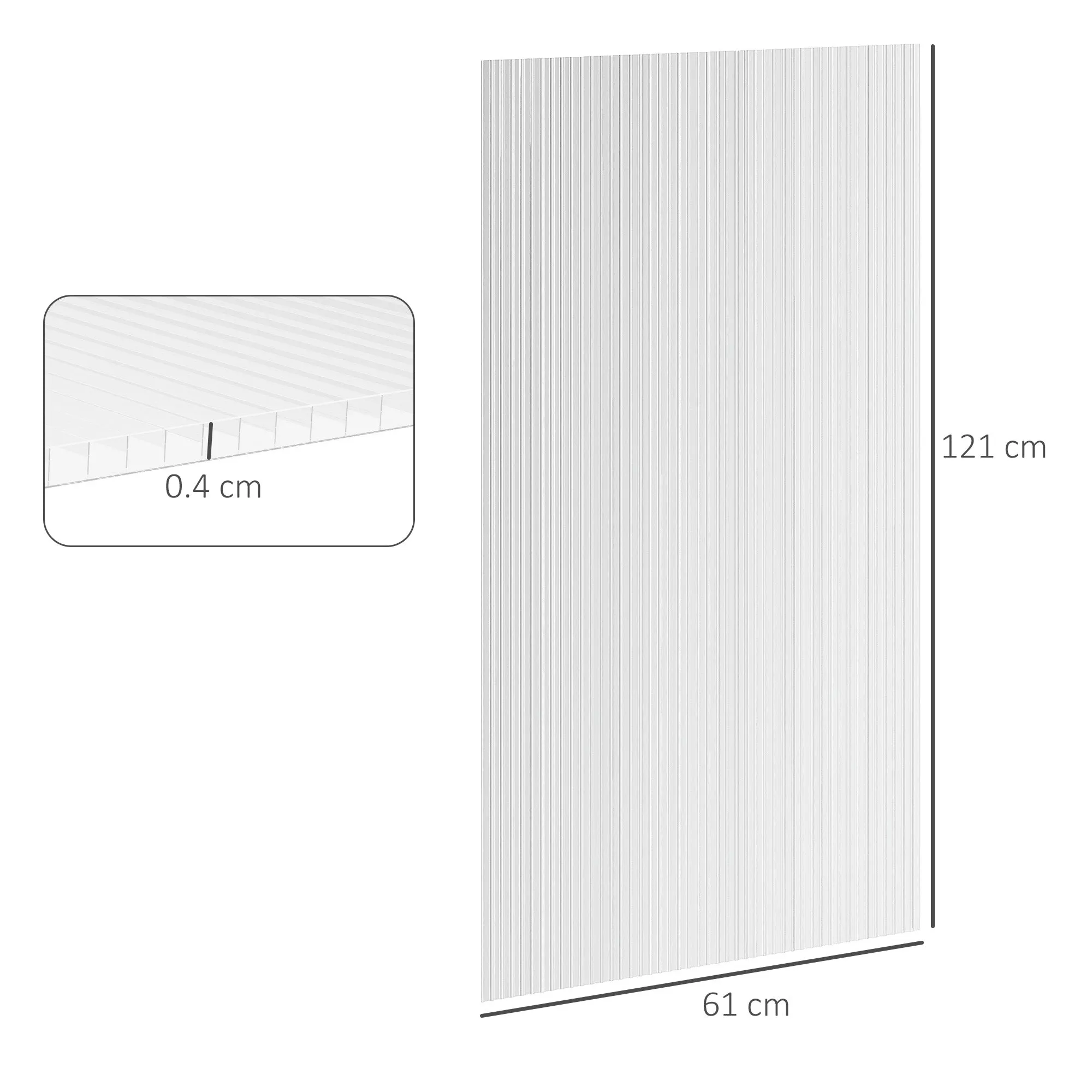 Outsunny 14 Pieces Twin-Wall Greenhouse Polycarbonate Sheets, 121 x 61 x 0.4cm