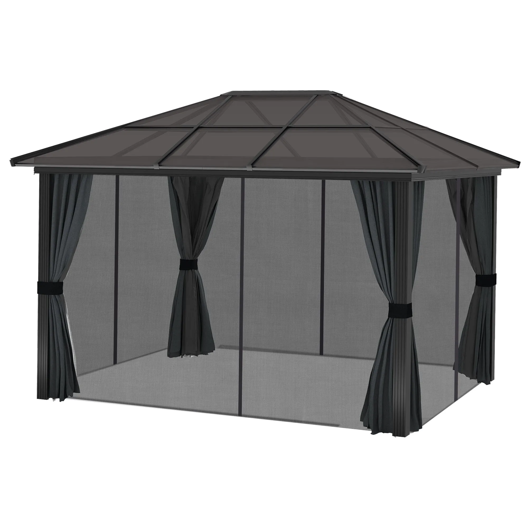 Outsunny 3 x 3.6m Aluminium Hardtop Gazebo Canopy w/ Polycarbonate Top