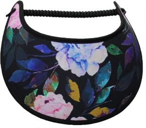 Pastel Flowers with Darker Leaves on Sun Visor with Black Trim
