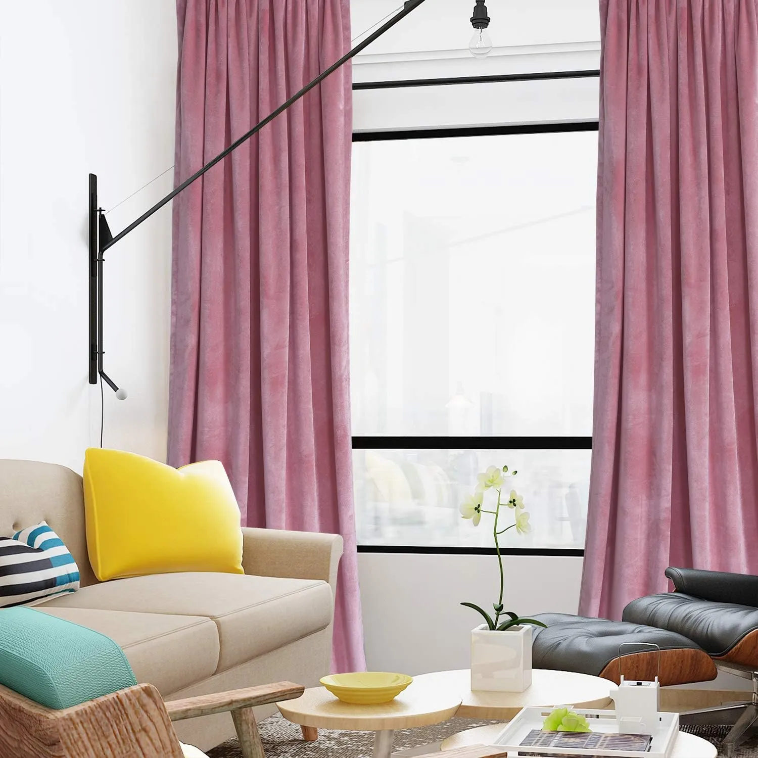 Pink-Velvet Window Curtains (Ultra Soft)