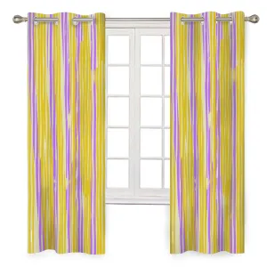 Purple & Yellow Striped Curtains