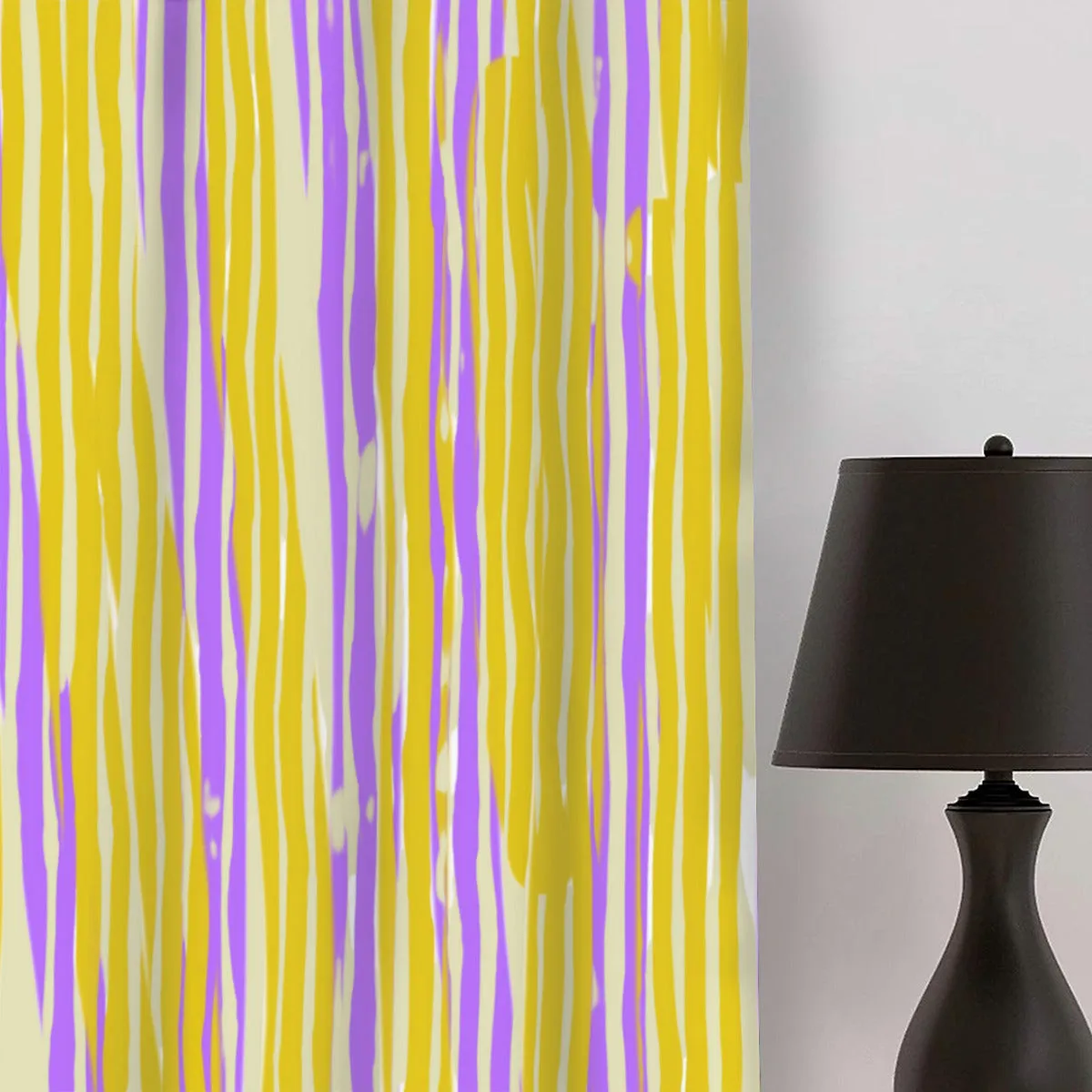 Purple & Yellow Striped Curtains
