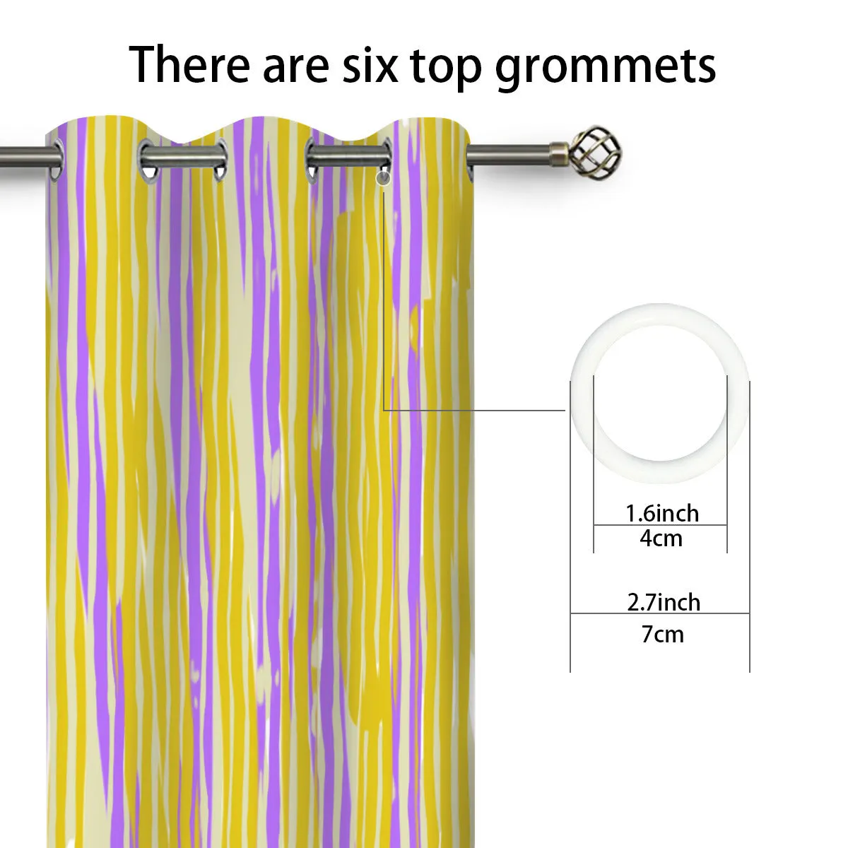 Purple & Yellow Striped Curtains