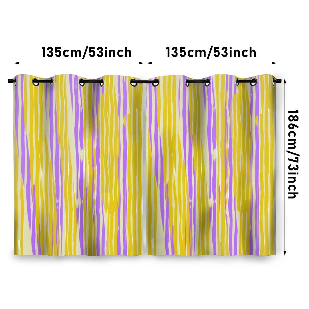 Purple & Yellow Striped Curtains