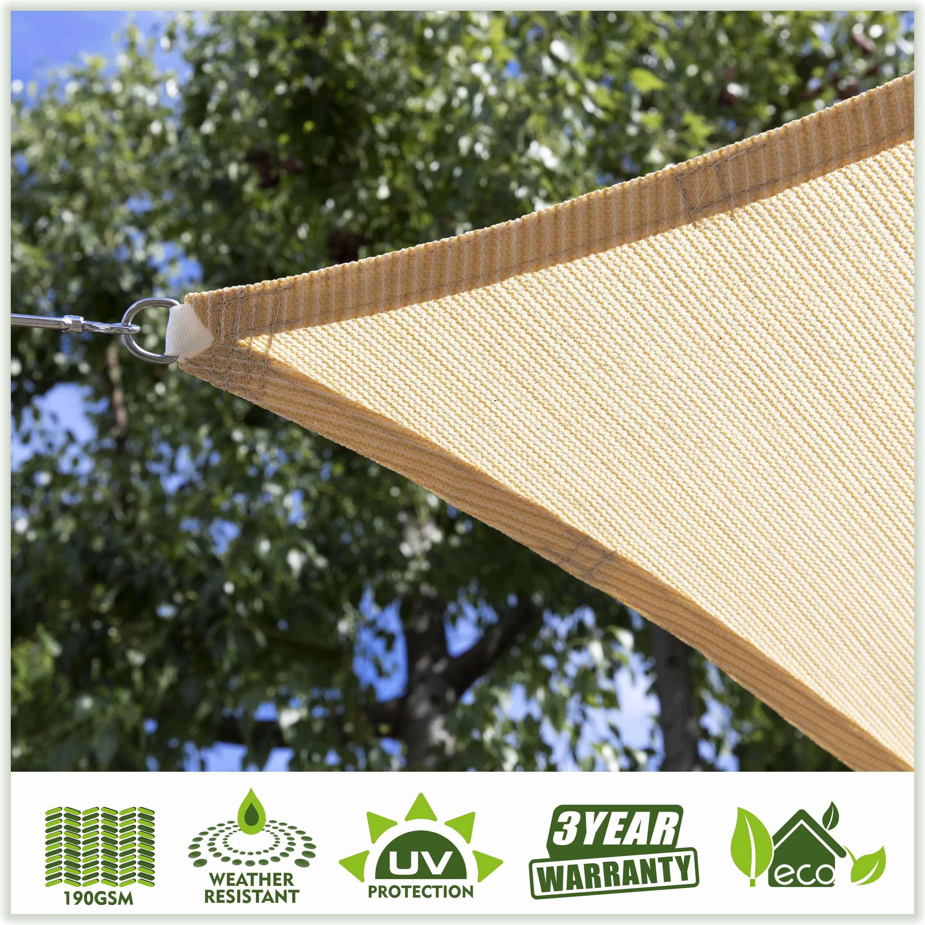 Right Triangle Sun Shade Sail Canopy, Commercial Grade, 7 Sizes, 8 Colors, Hardware Pack Included