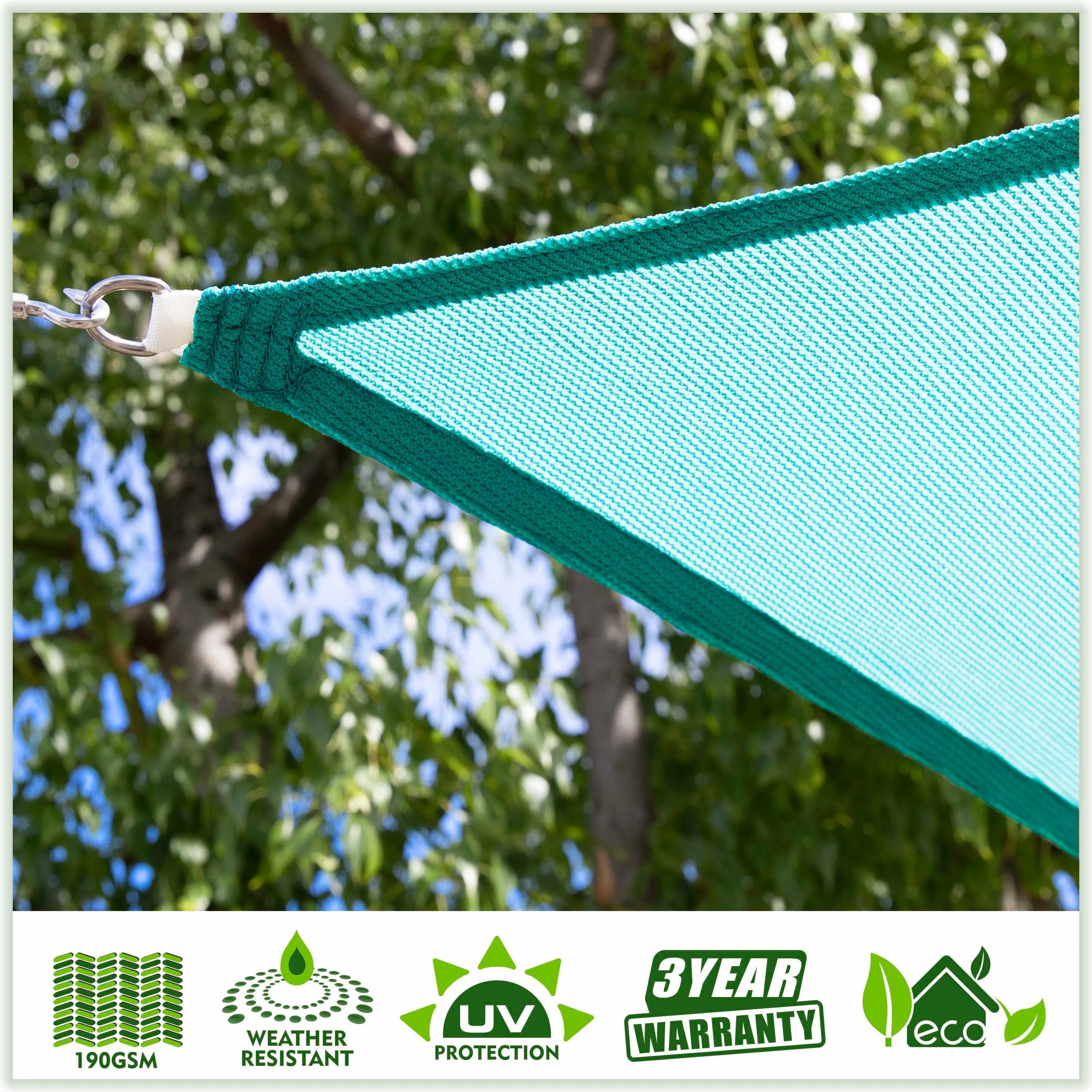 Right Triangle Sun Shade Sail Canopy, Commercial Grade, 7 Sizes, 8 Colors, Hardware Pack Included