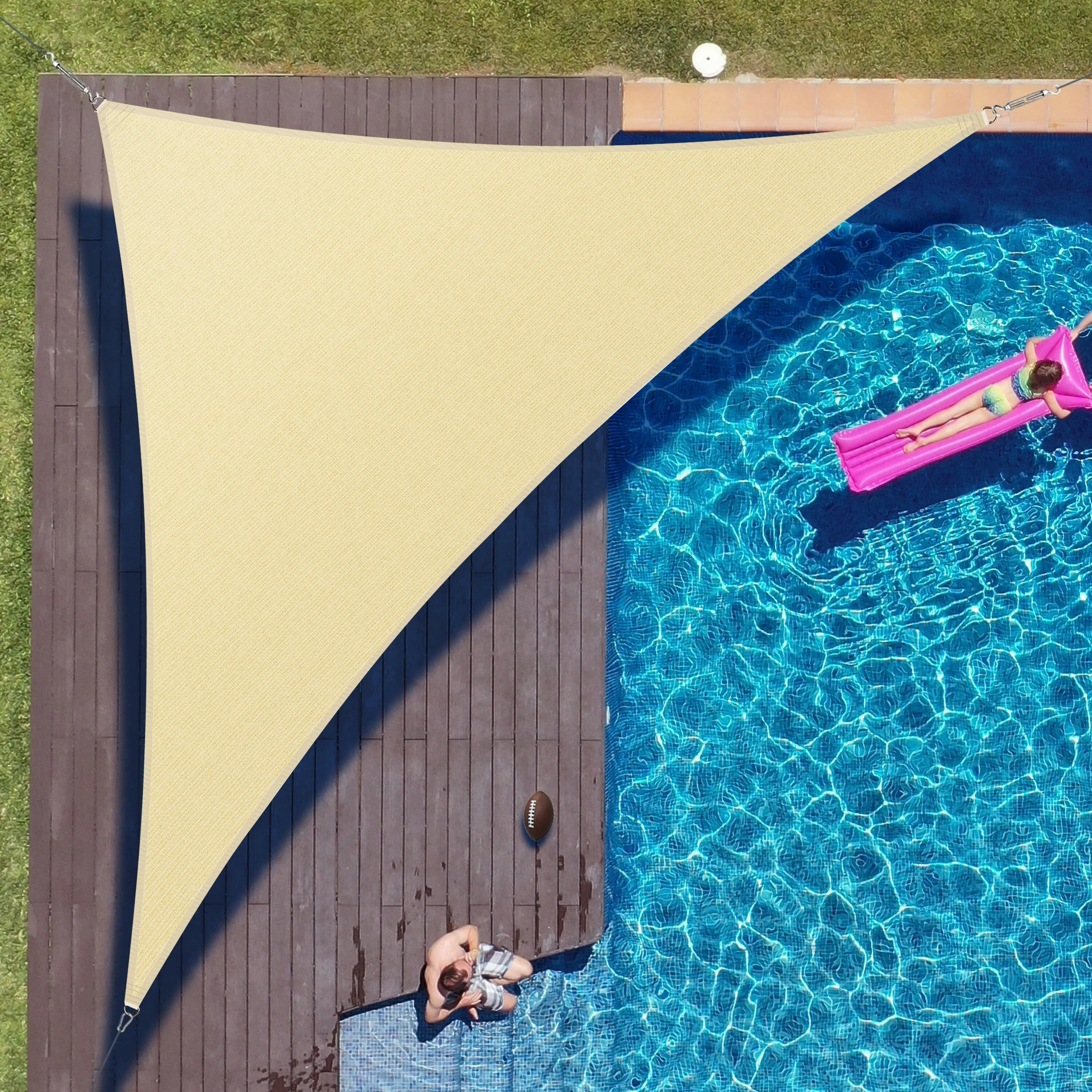 Right Triangle Sun Shade Sail Canopy, Commercial Grade, 7 Sizes, 8 Colors, Hardware Pack Included