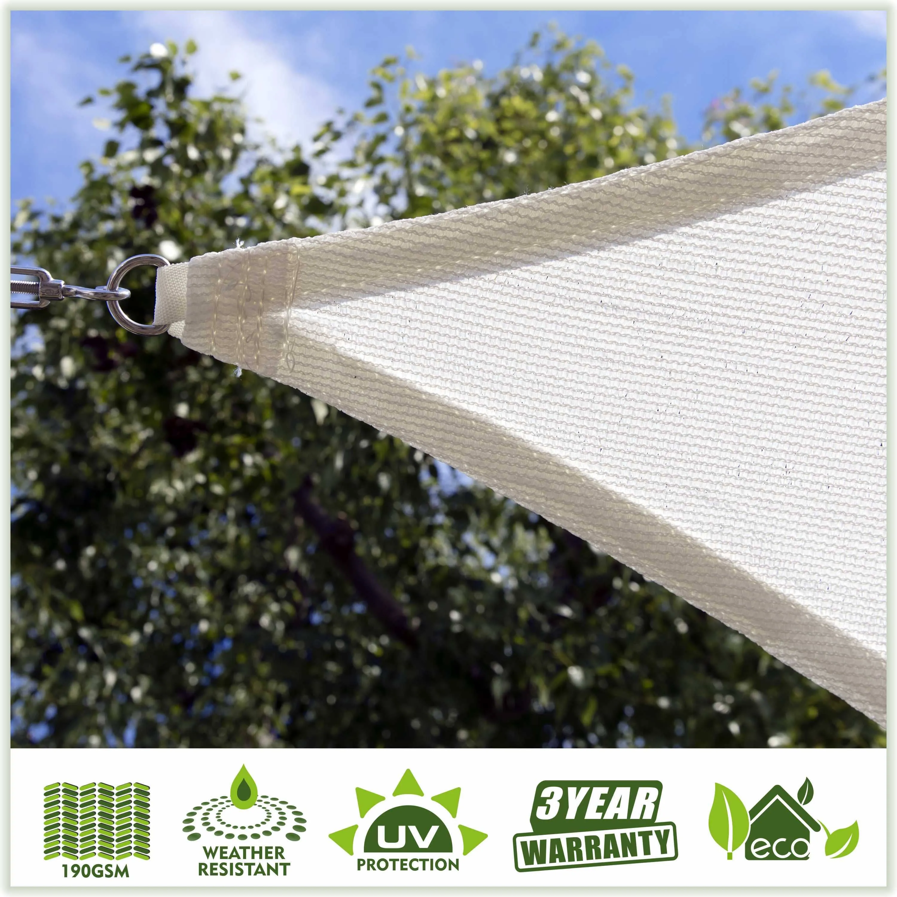 Right Triangle Sun Shade Sail Canopy, Commercial Grade, 7 Sizes, 8 Colors, Hardware Pack Included