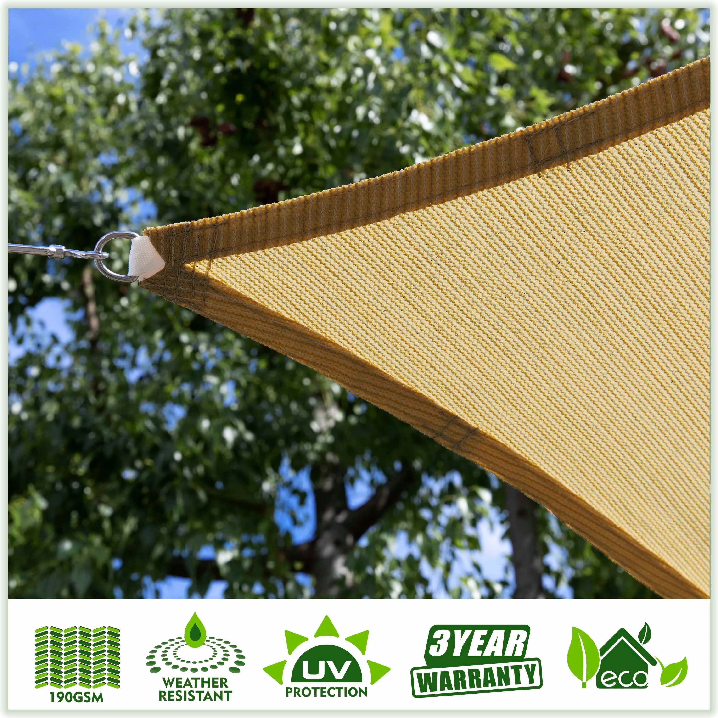 Right Triangle Sun Shade Sail Canopy, Commercial Grade, 7 Sizes, 8 Colors, Hardware Pack Included