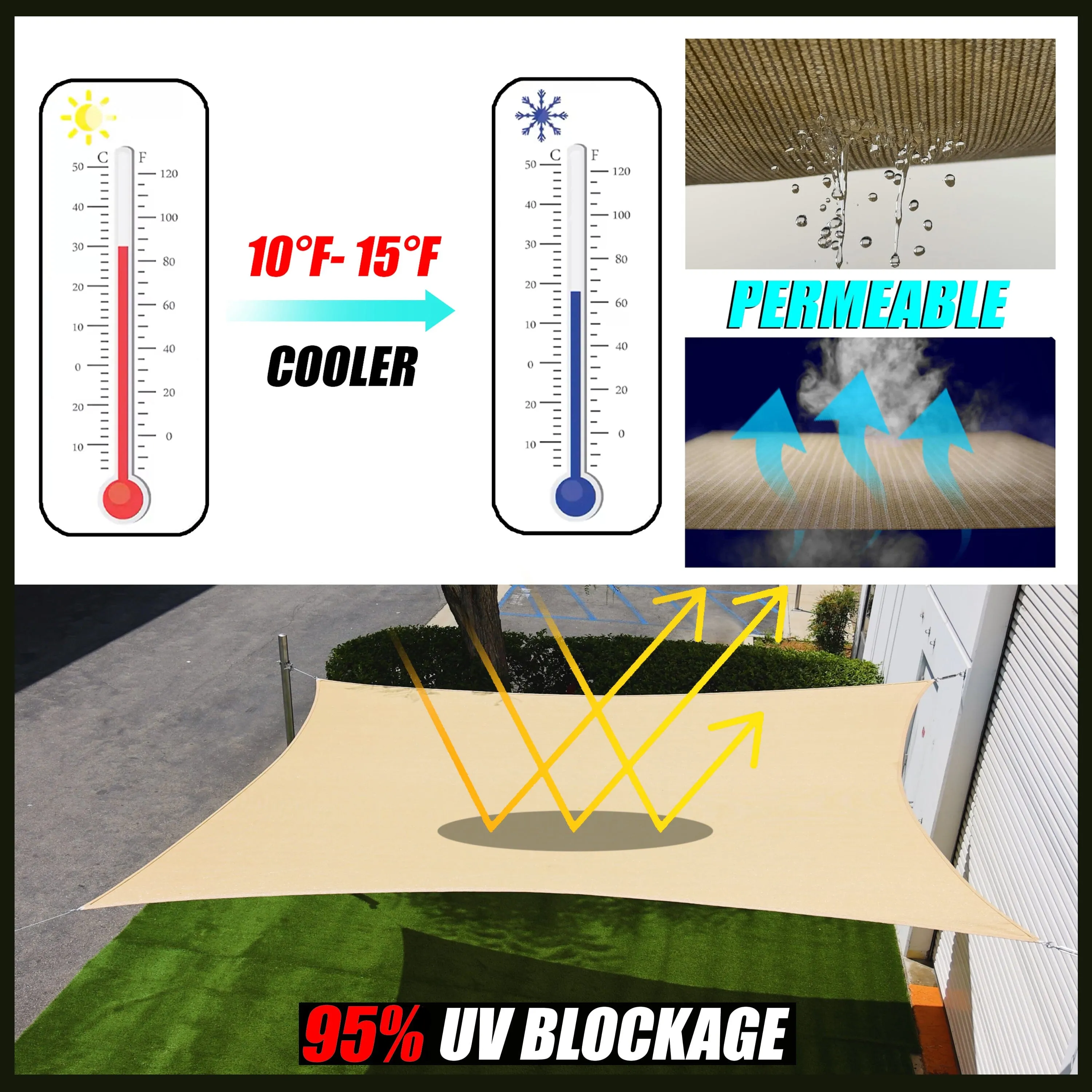 Right Triangle Sun Shade Sail Canopy Outdoor Patio Awning